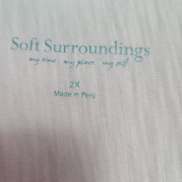Soft Surroundings 2x cardigan Blouse tunic white pima cotton blend button pocket - Picture 3 of 11